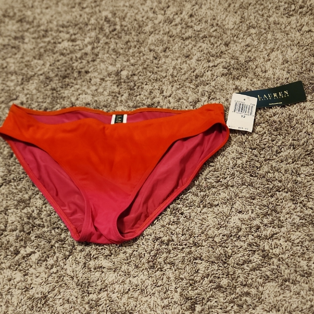 Lauren Ralph Lauren Vibrant Red and Pink Bikini Bottom